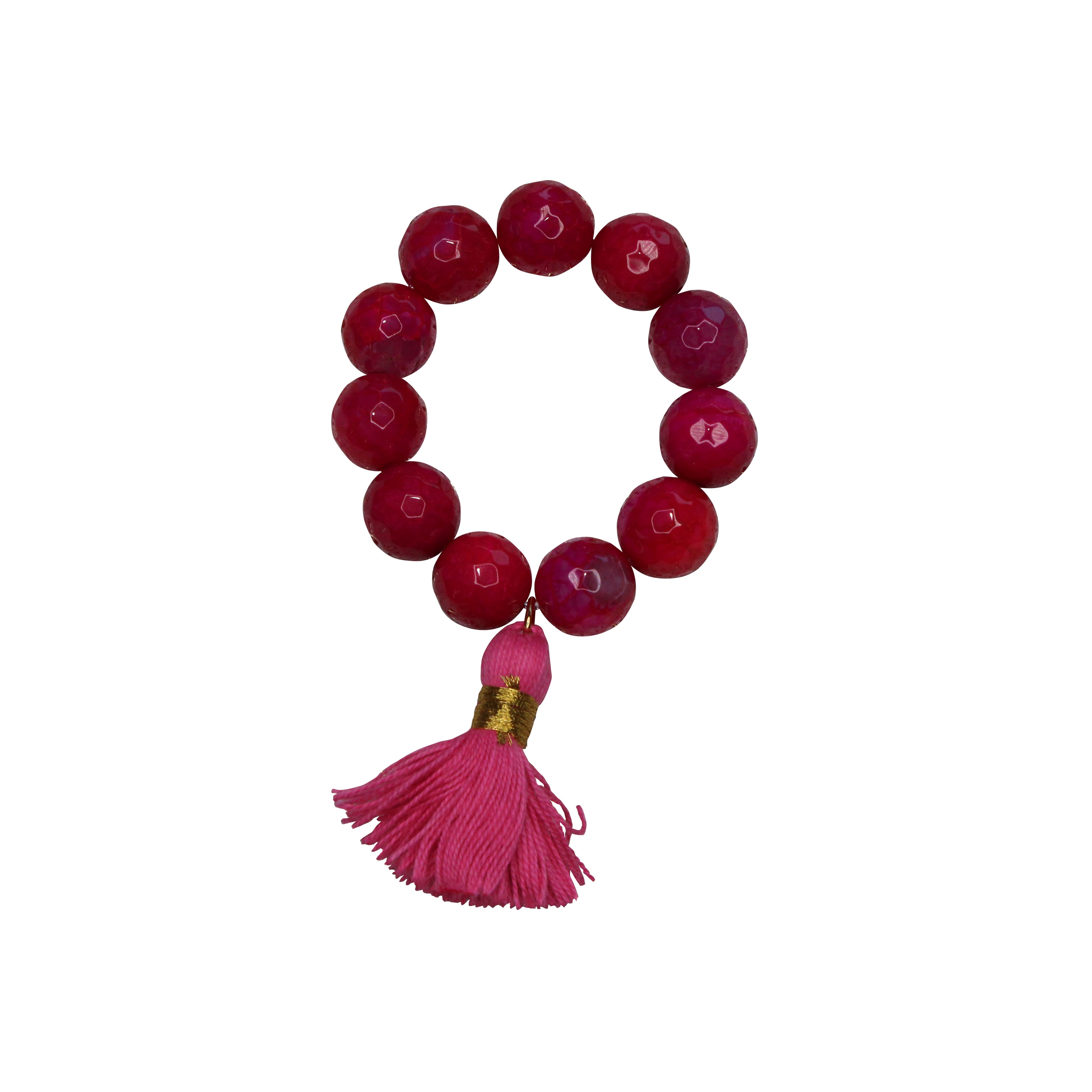 Marsala Jade semiprecious stone napkin ring with cotton marsala color tassel (set of 4)
