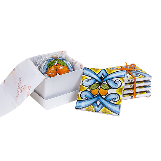 Agrumi Christmas ornament and coasters
