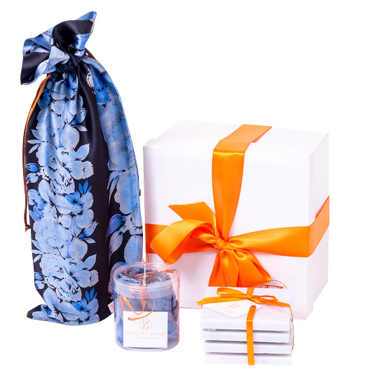 BOTTLE COVER &amp; CARRARA MARBLE COASTER SET