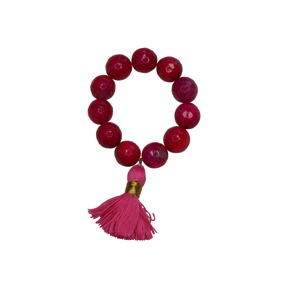 Marsala Jade semiprecious stone napkin ring with cotton marsala color tassel (set of 4)