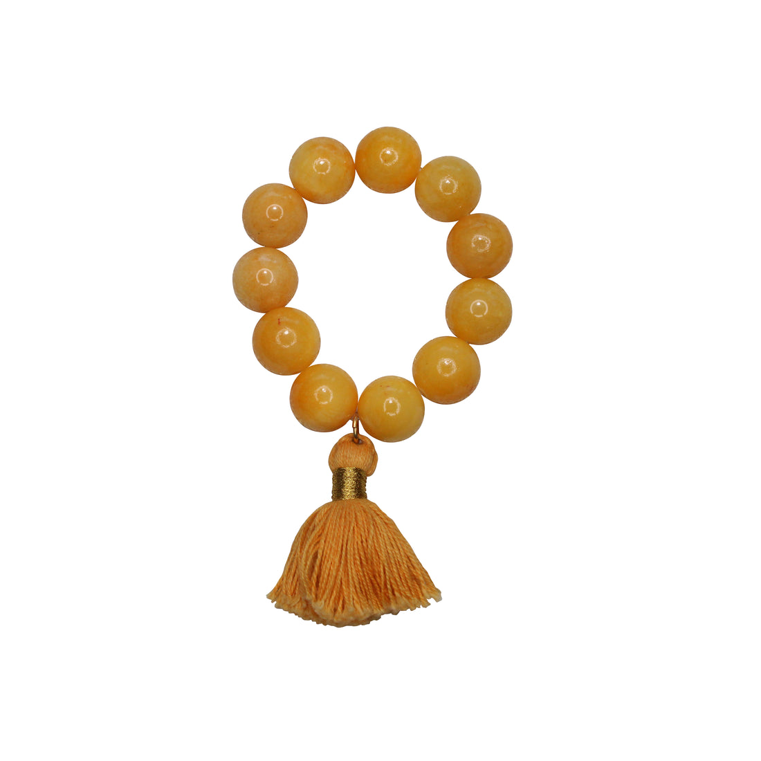 Yellow Agate semiprecious stone napkin ring with cotton yellow  tassel (set of 4)