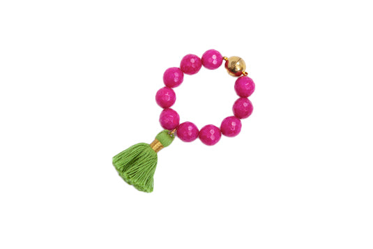 MAGENTA JADE WITH TASSEL NAPKIN RING AND GLASS MARKER (set of 4)