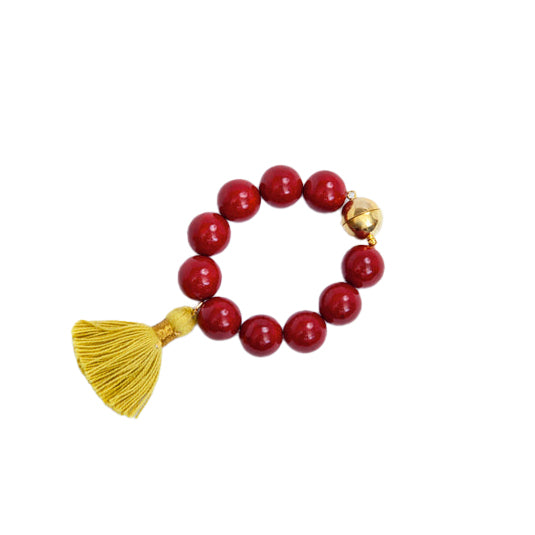RED RIVERSTONE NAPKIN RING AND GLASS MARKER (set of 4)