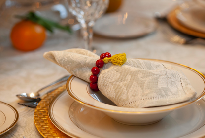 RED RIVERSTONE NAPKIN RING AND GLASS MARKER (set of 4)