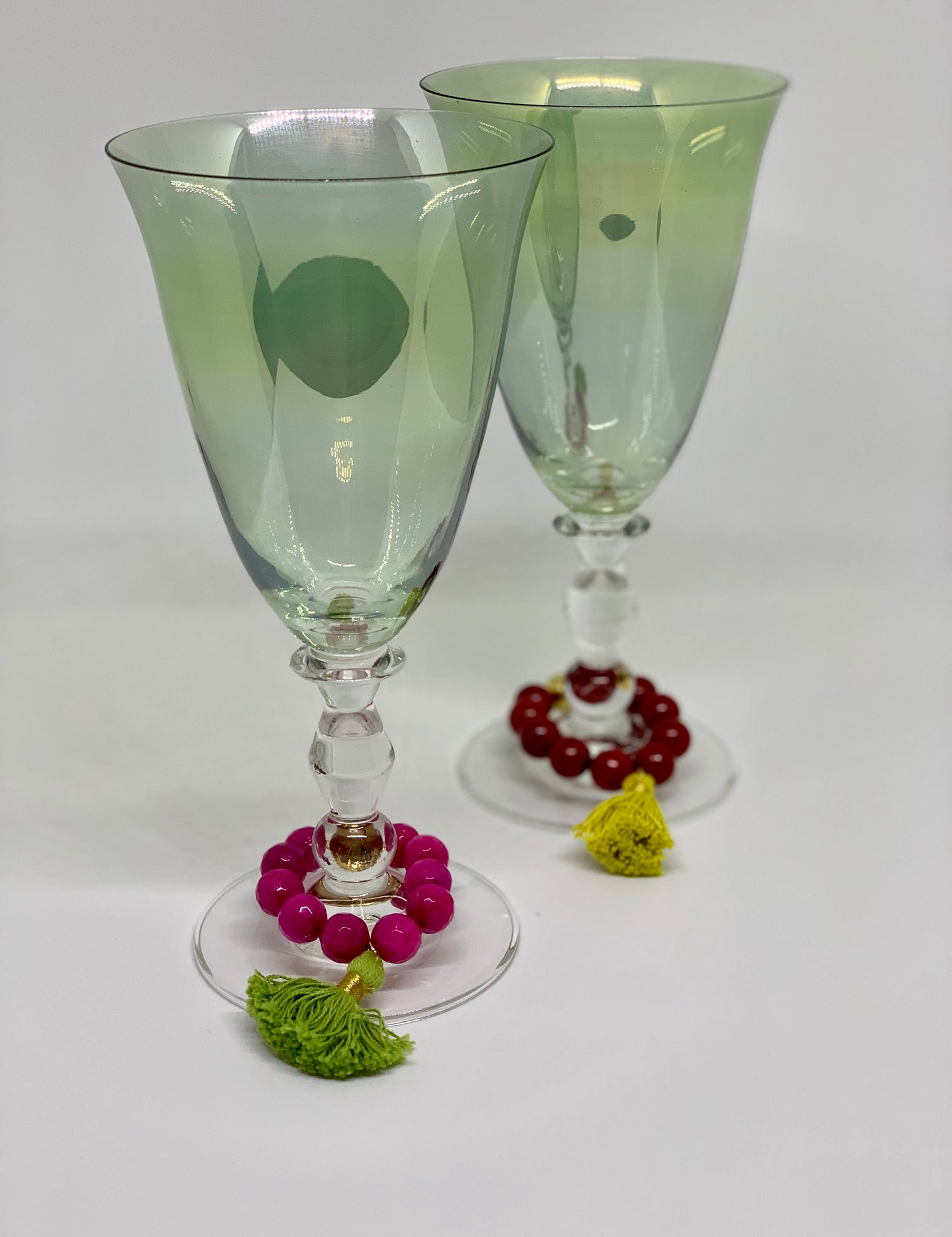 MAGENTA JADE WITH TASSEL NAPKIN RING AND GLASS MARKER