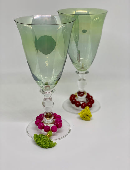 MAGENTA JADE WITH TASSEL NAPKIN RING AND GLASS MARKER